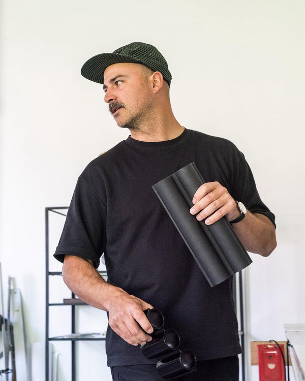 Lambert & Fils Designer Laurent Lavoie with Silo 2WA in Hand.